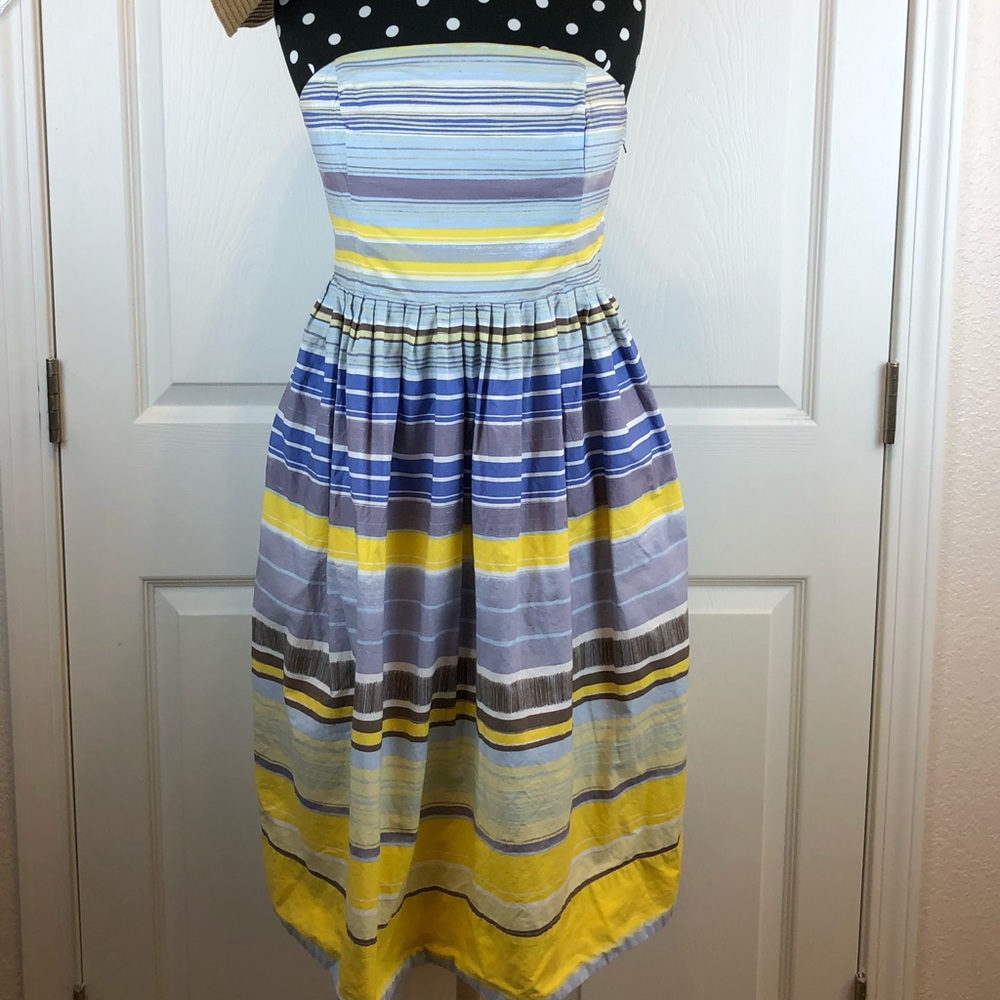 Anthropologie Maeve Paraiso Striped Strapless Dress Size 8